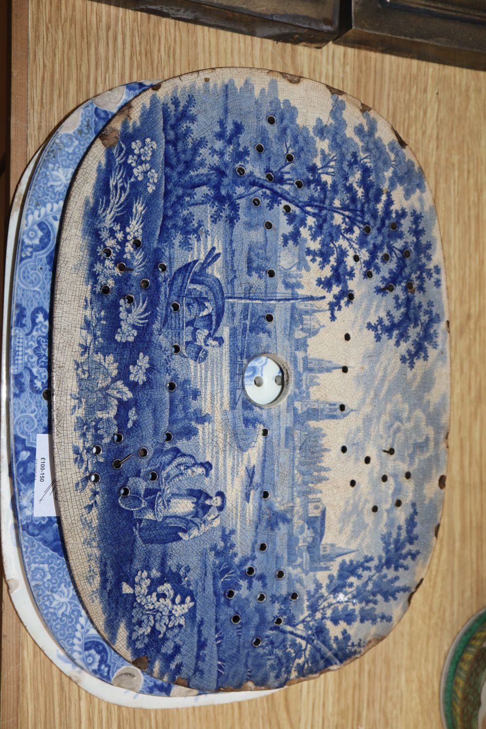 Four 19th century Staffordshire blue and white mazarines, longest 34cm